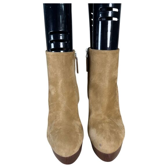 Ralph Lauren Purple Label Suede Wood Platform Heel Booties Size EU 37.5B US 7 - Picture 6 of 13
